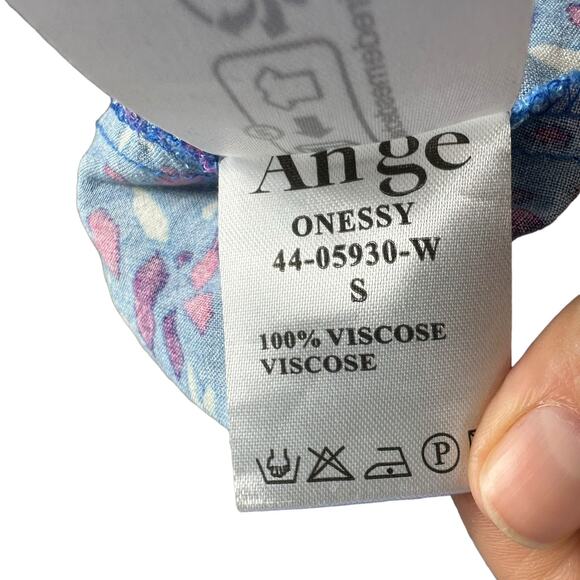 ANGE An'ge Blue Patterned Geometric Onessy Midi Dress Women's Size Small - Picture 6 of 7